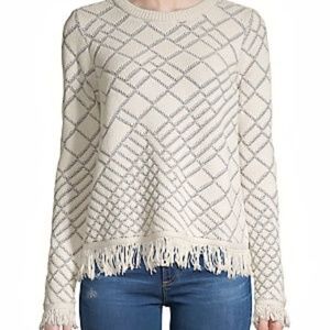 Ivanka Trump- Cream Sweater w/ Fringe Detail
